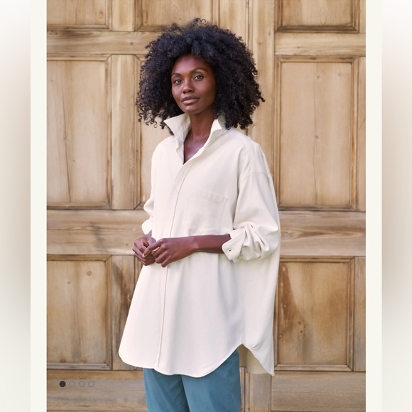 Frank & Eileen Tops - FRANK & EILEEN Cream relaxed MACKENZIE flannel button down shirt size S